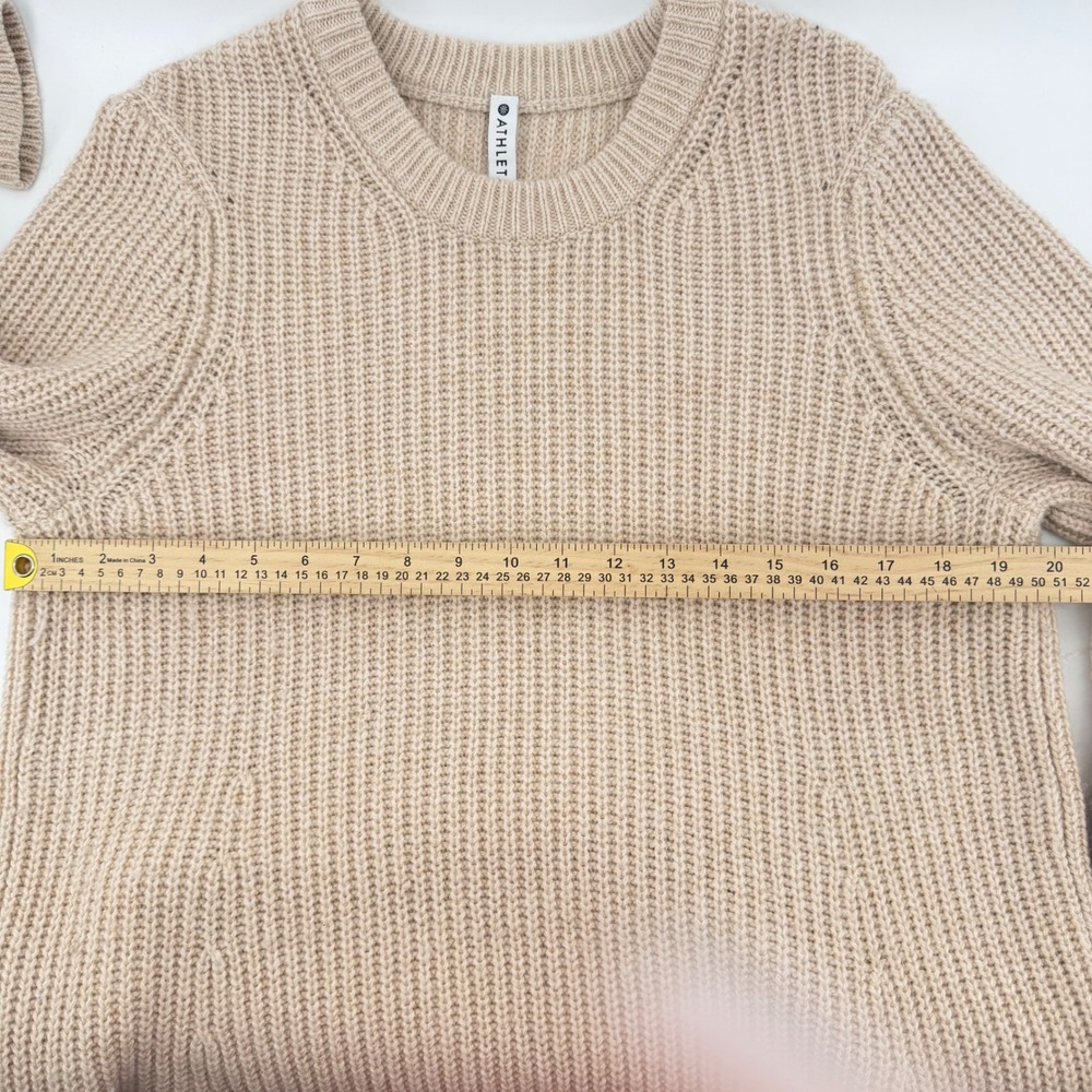 Athleta Beige Ribbed Knit Sweater Long Sleeve Crew Neck‎ Wool Blend Women's XL - Picture 6 of 7